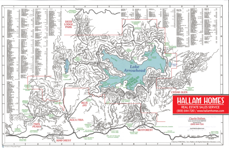 Map of Lake Arrowhead and surrounding communities.